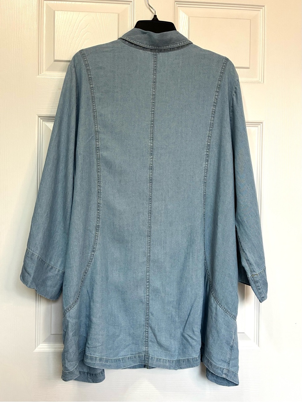 Soft Surroundings Chambray Tunic Womens 1X Button Up Pockets Artsy Lagenlook - Picture 3 of 8
